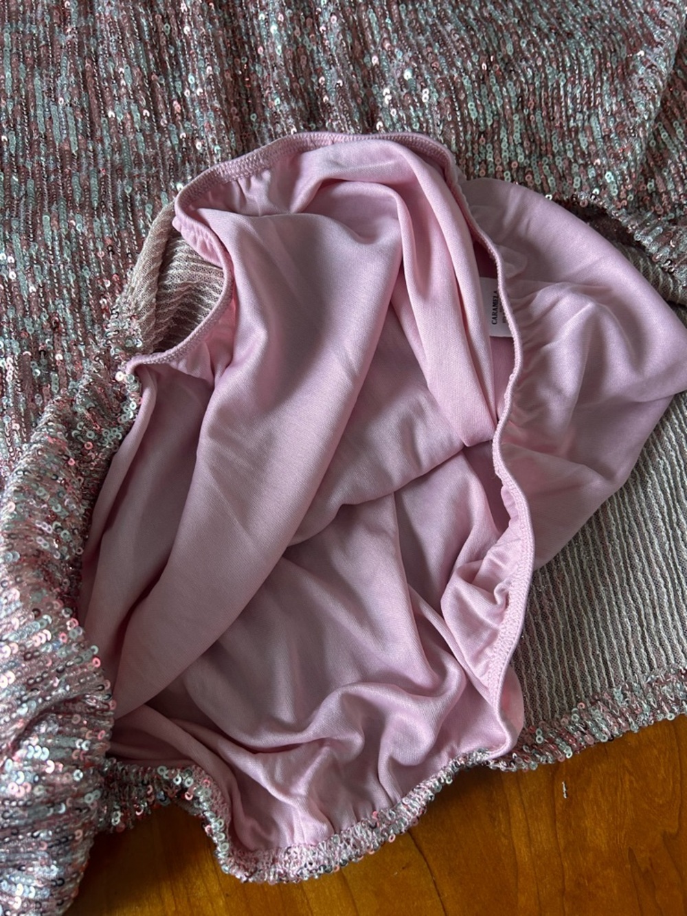 Merritt Caramela asymmetrical pink sequins plus size top 3X - Picture 8 of 9